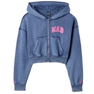 GAP x Madhappy Cropped Zip Up Hoodie Blue‎ Pink Logo Size Medium